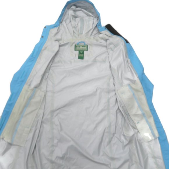 LL Bean Womens H2OFF Waterproof Long Raincoat Small Blue Rain Jacket - Picture 7 of 11
